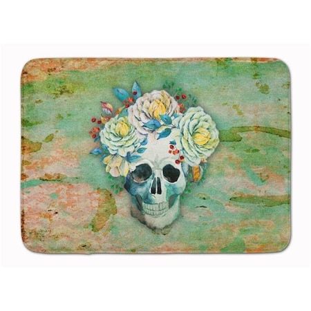Carolines Treasures Carolines Treasures BB5124RUG Day of the Dead Skull With Flowers Machine Washable Memory Foam Mat BB5124RUG